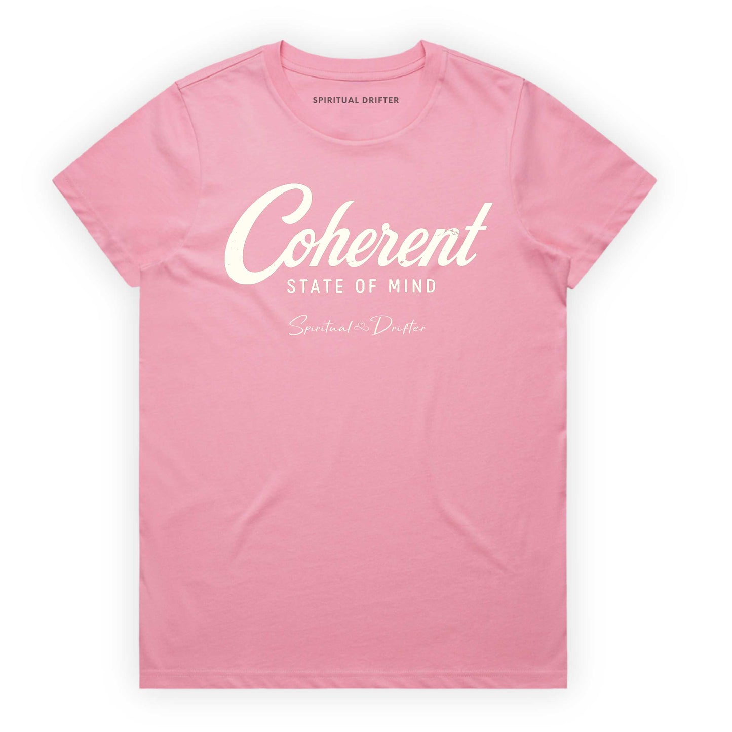 Women's Classic Cotton - Coherent State of Mind T-Shirt in bubblegum pink - spiritual graphic t-shirt for meditation, mindfulness, conscious living, personal growth, yoga lifestyle, and aligned everyday fashion.