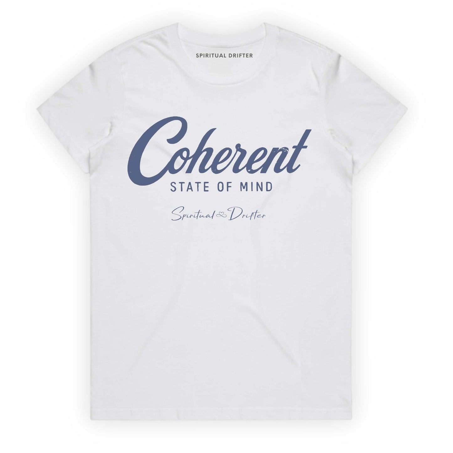 Women's Classic Cotton - Coherent State of Mind T-Shirt in white - spiritual graphic t-shirt for meditation, mindfulness, conscious living, personal growth, yoga lifestyle, and aligned everyday fashion.