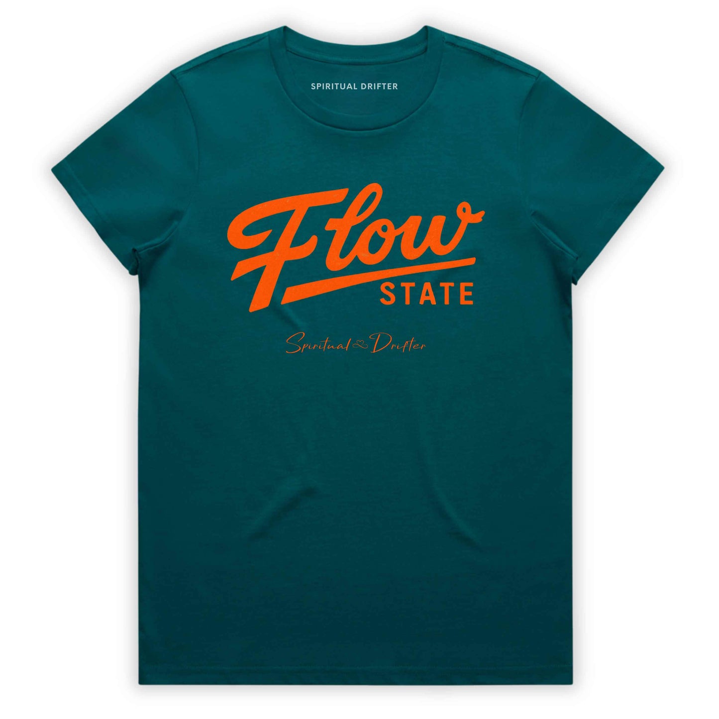 Atlantic Teal Blue Spiritual Drifter “Flow State” graphic 100% cotton t-shirt. Spiritual lifestyle, positive vibes, aligned, positive mindset, conscious living & yoga clothing. Spiritual apparel inspired by modern mysticism, meditation, manifestation, sacred medicine and conscious living. Yoga and meditation clothing for awakened souls.