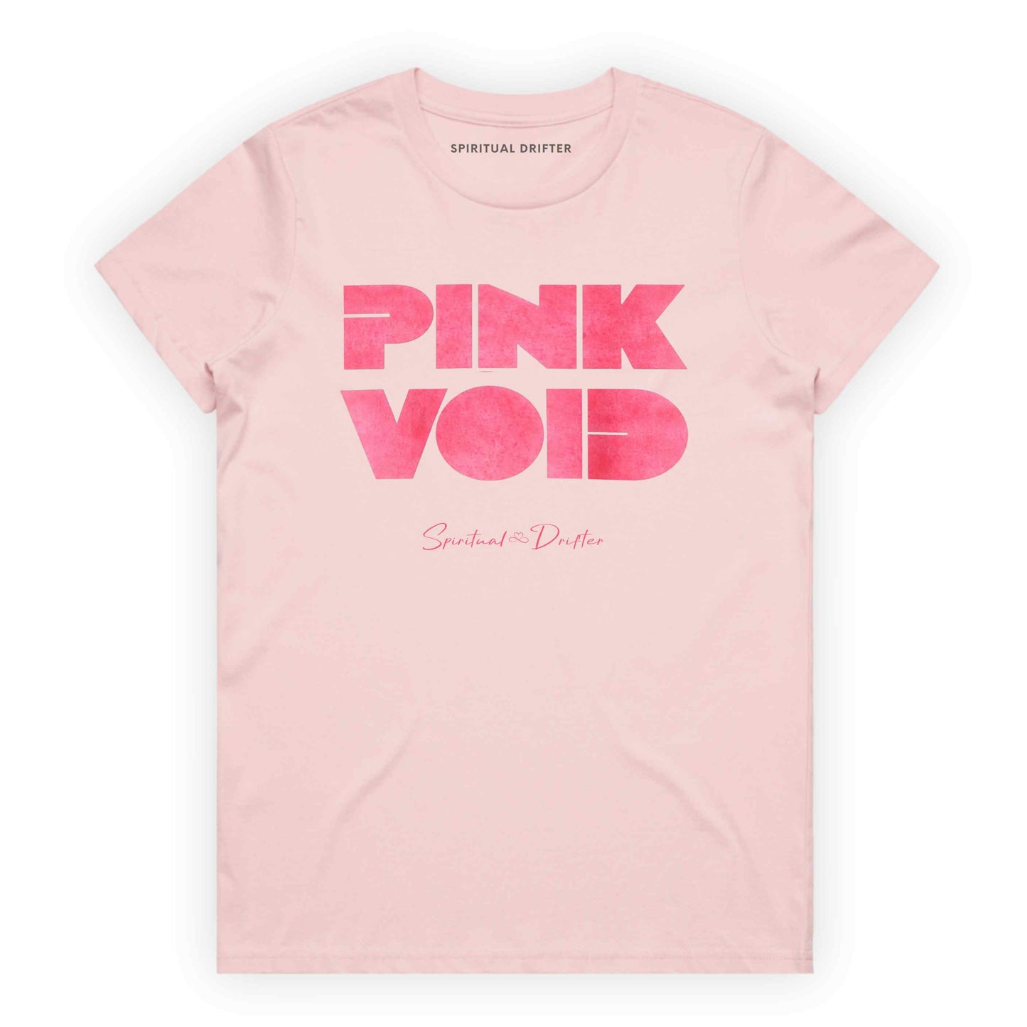 Spiritual Drifter Pink t-shirt with "Pink Void" graphic on a white background