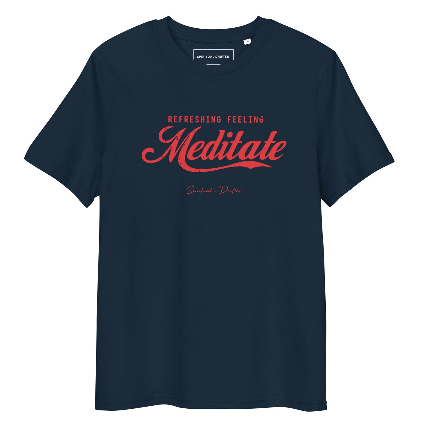 Spiritual Drifter Meditate organic cotton t-shirt in french navy – premium minimalist spiritual clothing for mindfulness and conscious living