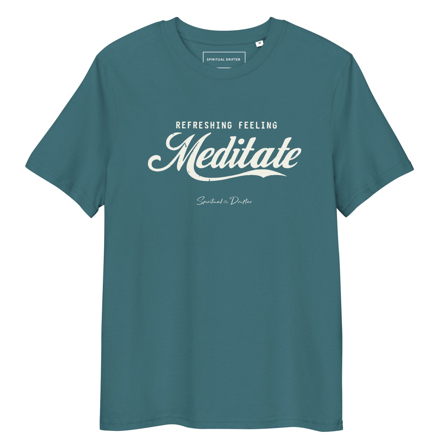 Stargazer green Spiritual Drifter Meditate, refreshing feeling, organic cotton t-shirt – premium unisex minimalist spiritual apparel