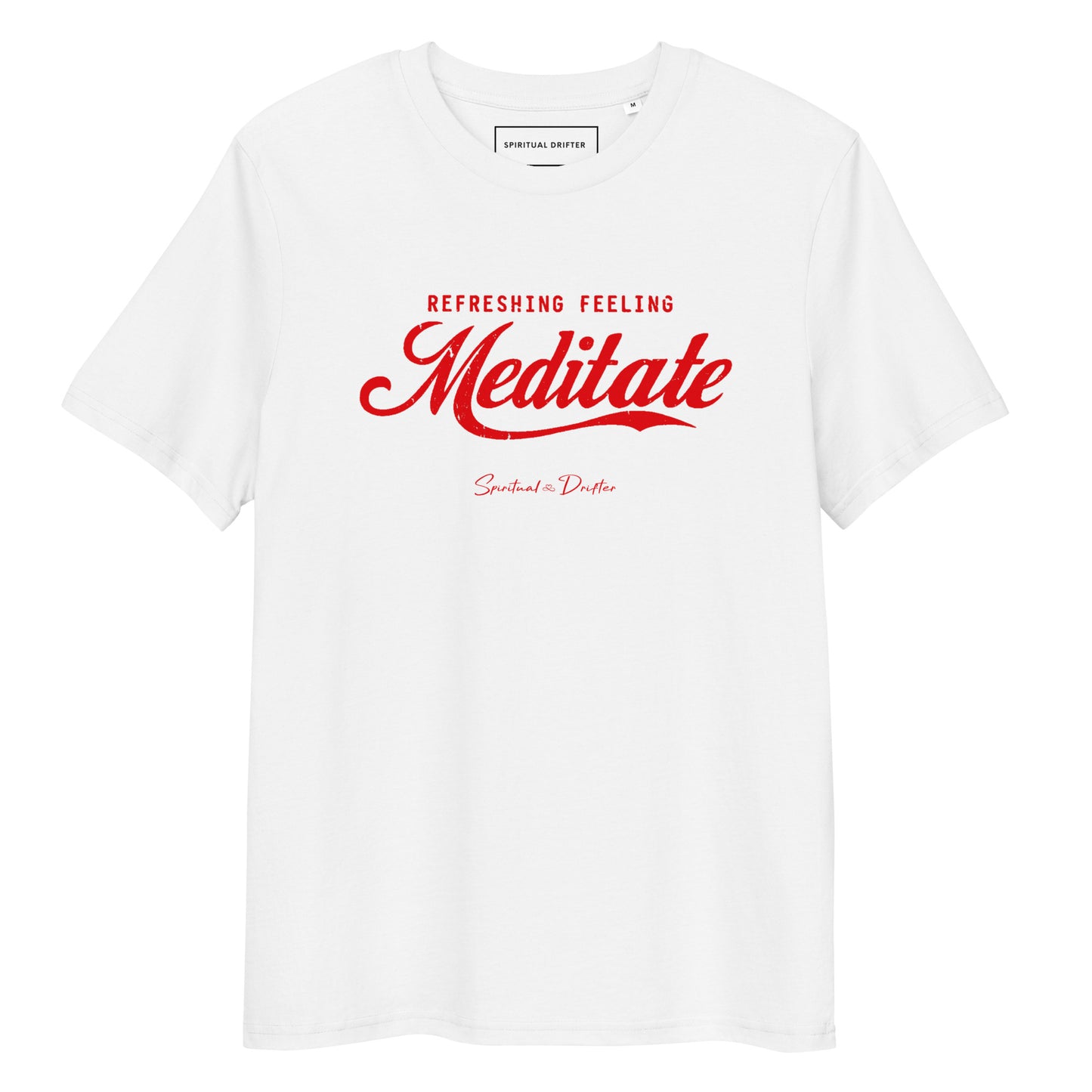 Spiritual Drifter Meditate organic cotton t-shirt in white – clean minimalist spiritual clothing for mindfulness and conscious living