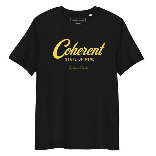Spiritual Drifter “Coherent State of Mind” organic cotton t-shirt in black – rich minimalist spiritual clothing for mindfulness and conscious living