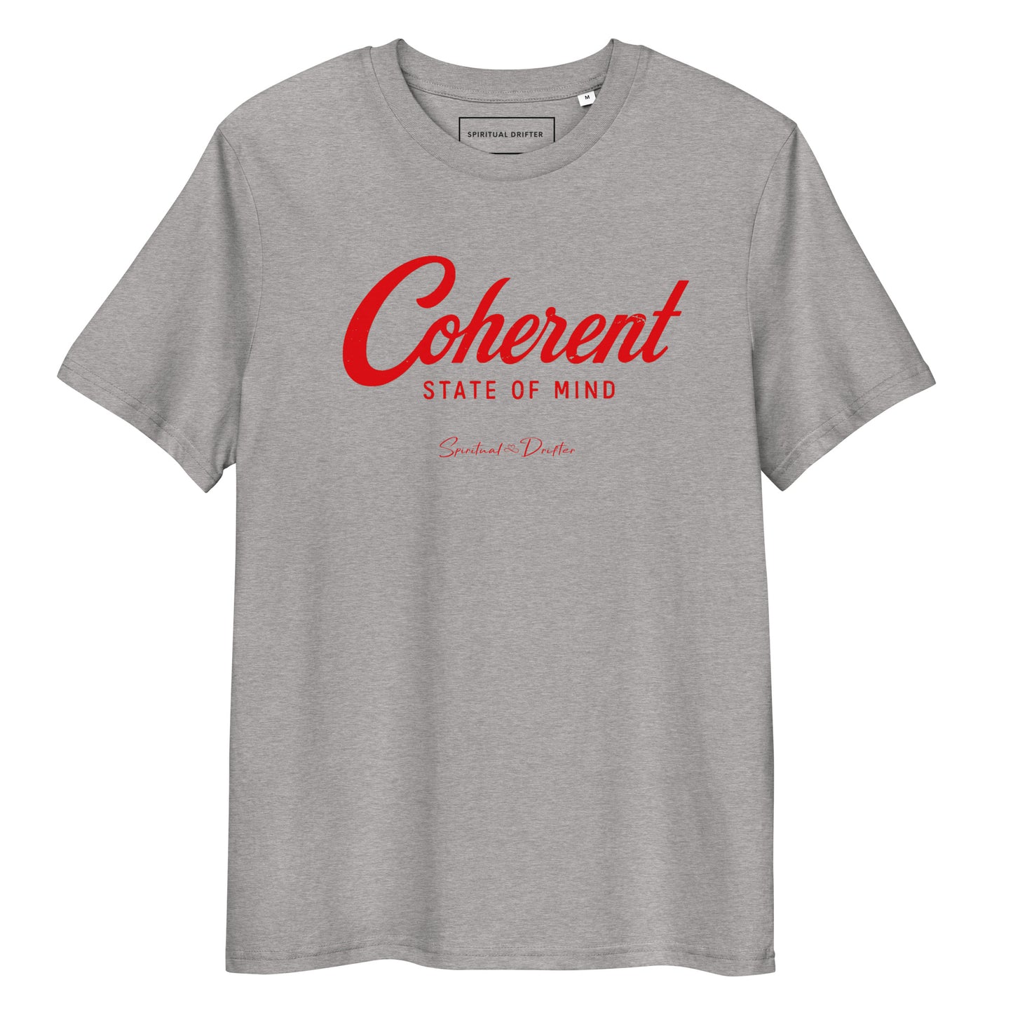 Spiritual Drifter “Coherent State of Mind” organic cotton t-shirt in heather gray – rich minimalist spiritual clothing for mindfulness and conscious living