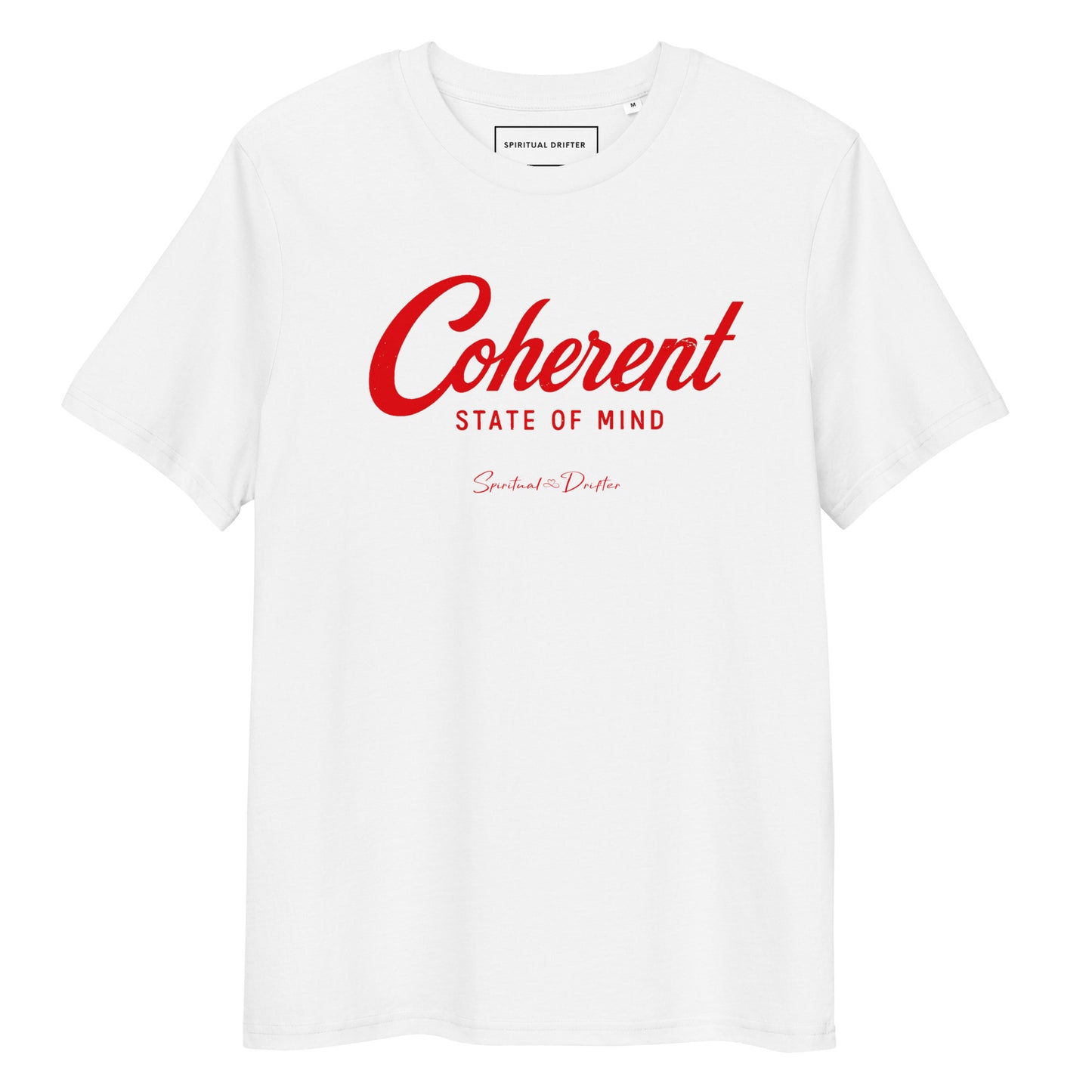 Spiritual Drifter “Coherent State of Mind” organic cotton t-shirt in white – rich minimalist spiritual clothing for mindfulness and conscious living